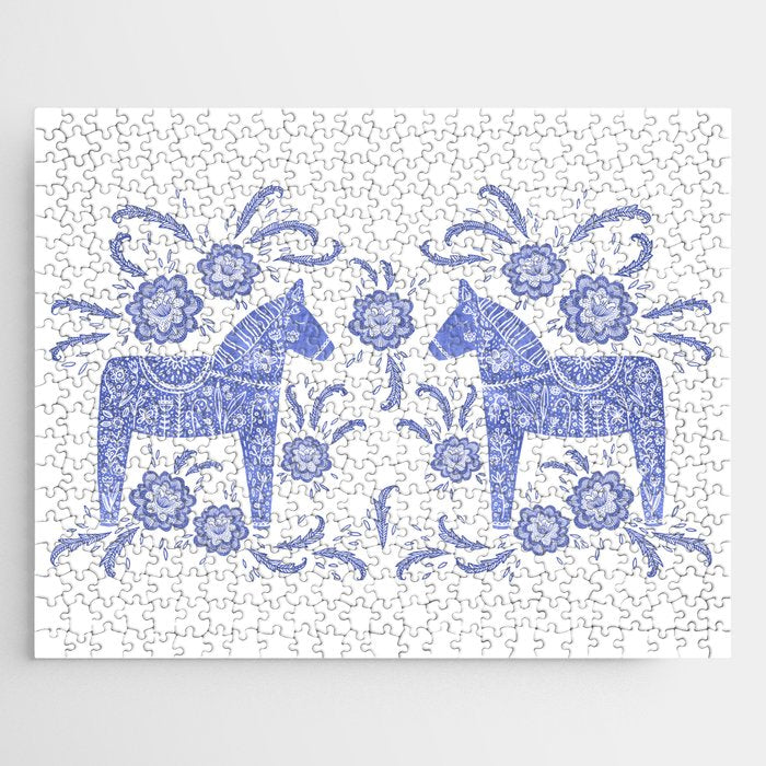 Swedish Dala Horse Blue Jigsaw Puzzle Gallery Image 1