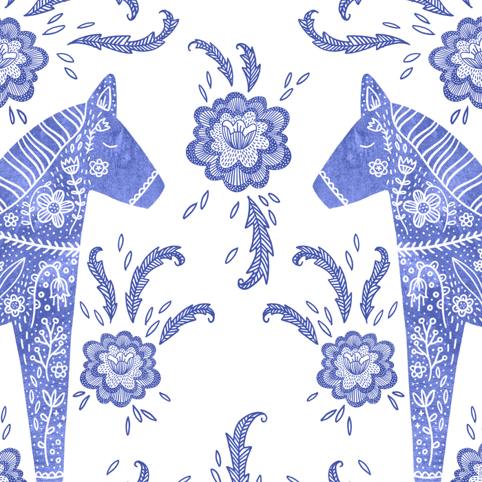 Swedish Dala Horse Blue Coffee Mug Gallery Image 2