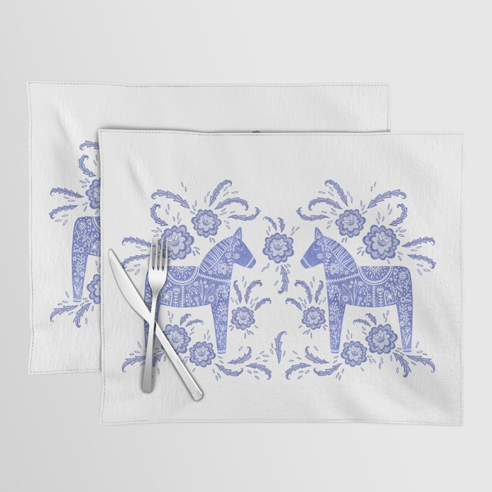 Swedish Dala Horse Blue Placemat Gallery Image 1
