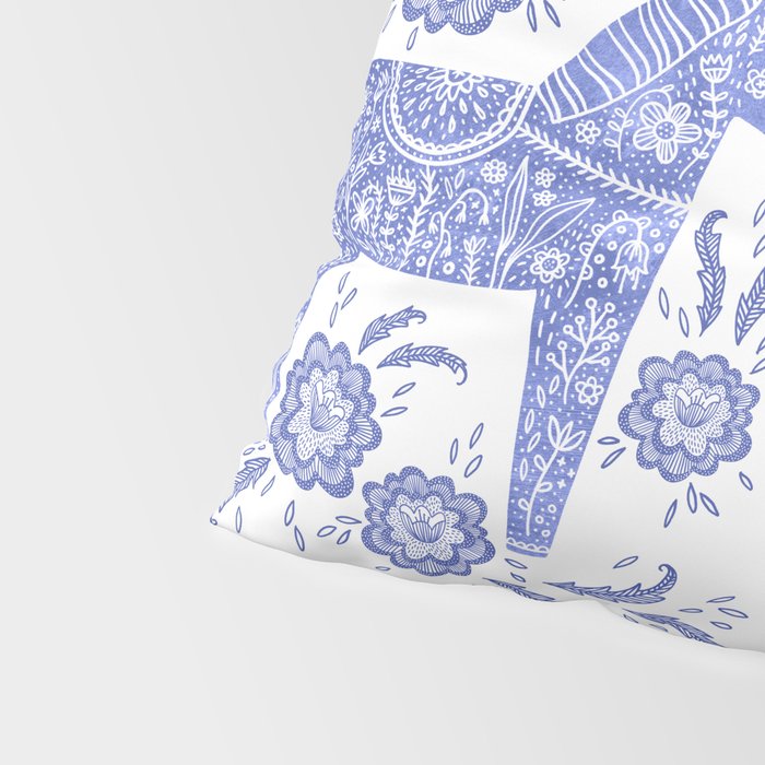 Swedish Dala Horse Blue Pillow Sham Gallery Image 4