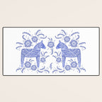 Swedish Dala Horse Blue Desk Mat Gallery Image 3