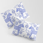Swedish Dala Horse Blue Pillow Sham Gallery Image 3