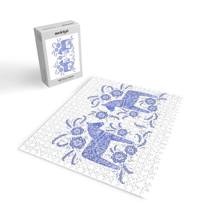 Swedish Dala Horse Blue Jigsaw Puzzle Gallery Image 2