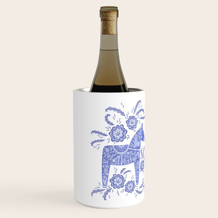 Swedish Dala Horse Blue Wine Chiller Gallery Image 2