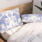 Swedish Dala Horse Blue Pillow Sham Gallery Image 2