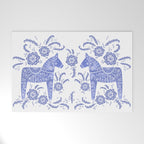 Swedish Dala Horse Blue Welcome Mat Gallery Image 1