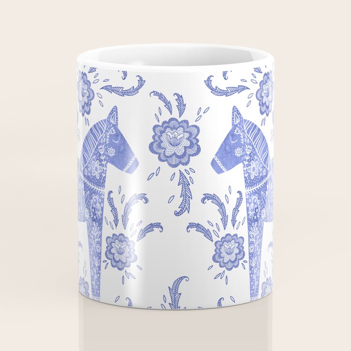Swedish Dala Horse Blue Coffee Mug Gallery Image 4