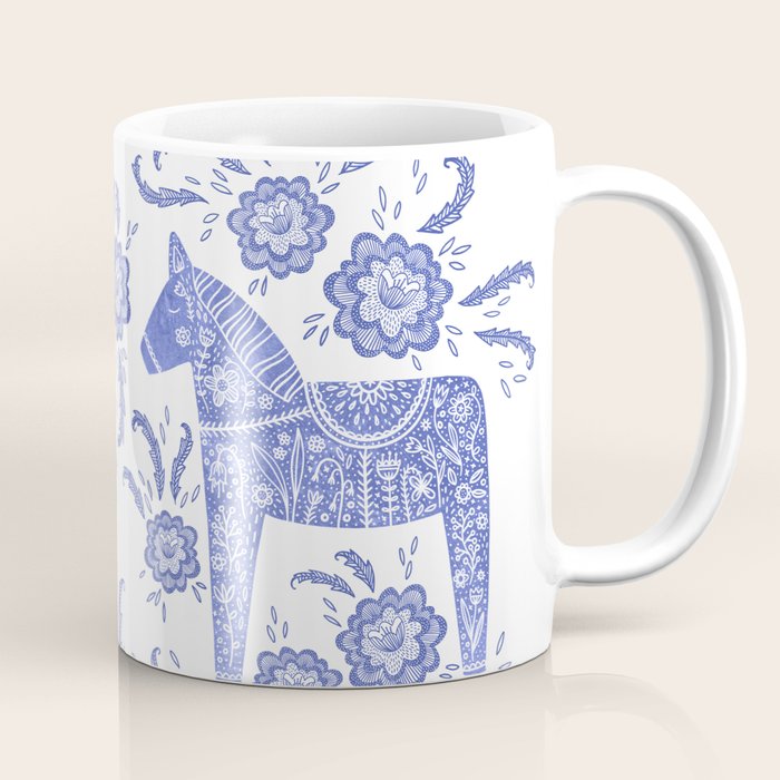 Swedish Dala Horse Blue Coffee Mug