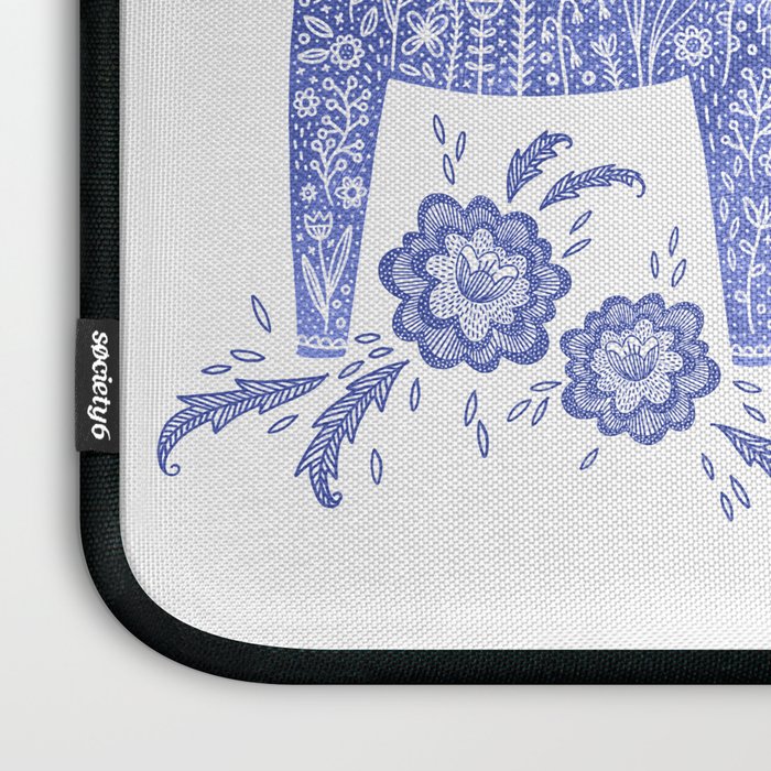 Swedish Dala Horse Blue Laptop Sleeve Gallery Image 3