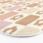 Checkered Floral - Pink Brown Beige Bath Mat Gallery Image 3