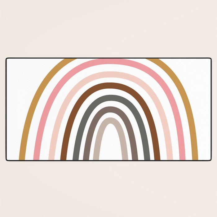 Whimsical Rainbow in Earthy Colors Desk Mat Gallery Image 3