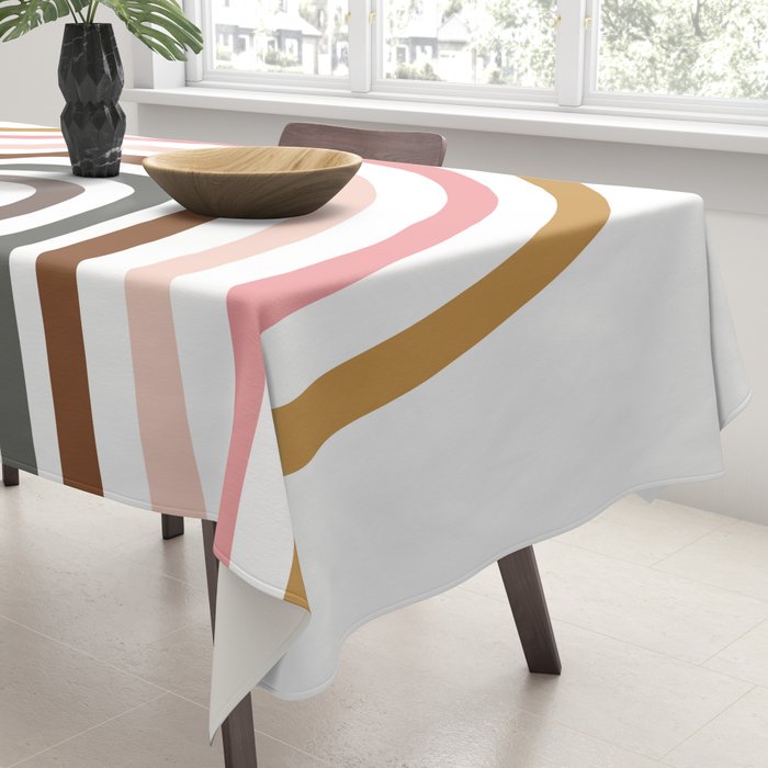 Whimsical Rainbow in Earthy Colors Tablecloth Gallery Image 3