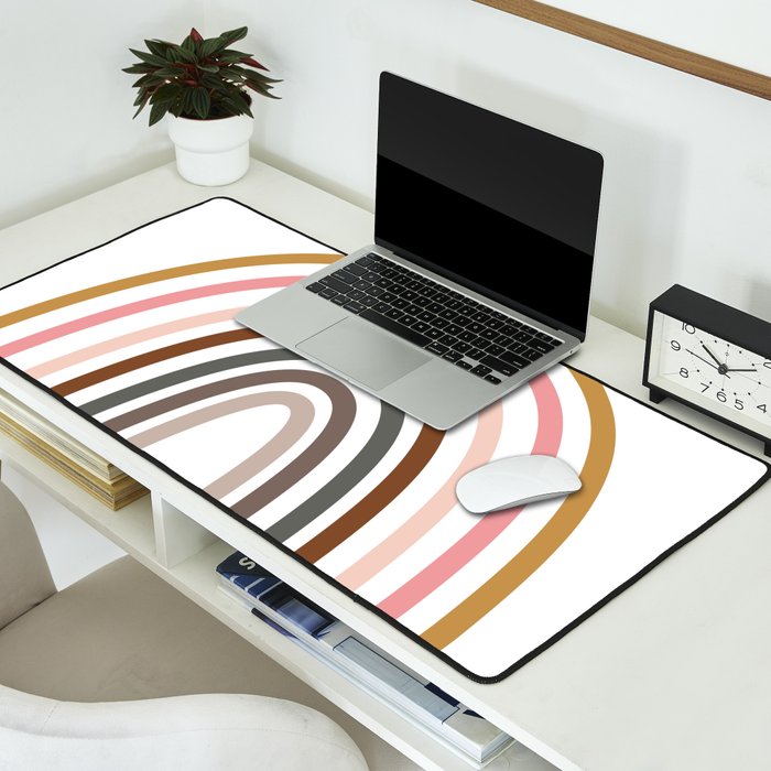 Whimsical Rainbow in Earthy Colors Desk Mat Gallery Image 2