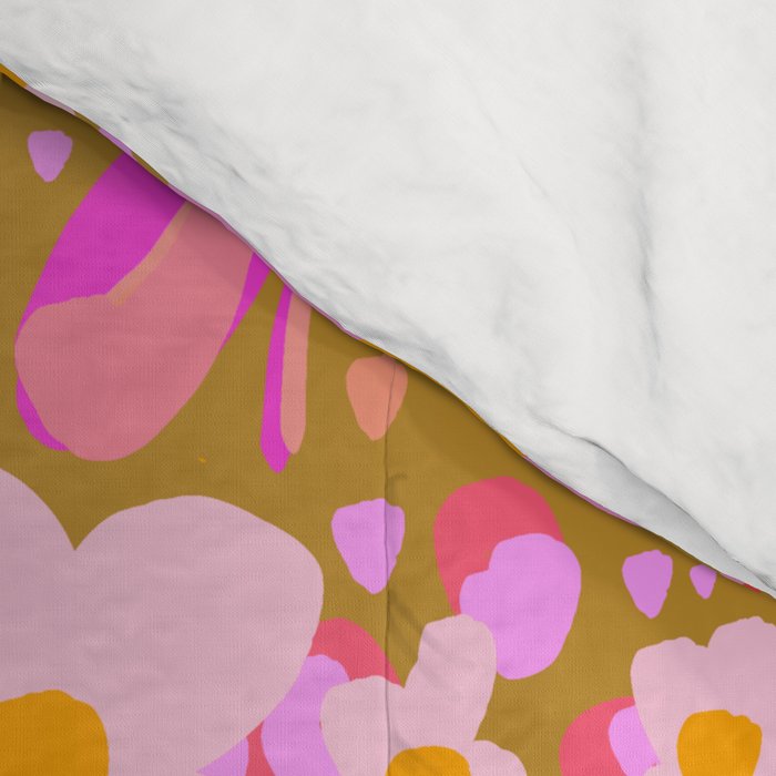 Retro vintage pink daisies pattern  Comforter Gallery Image 4