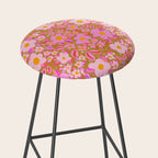 Retro vintage pink daisies pattern  Stool Gallery Image 2
