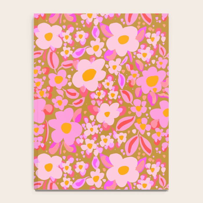 Retro vintage pink daisies pattern  Notebook Gallery Image 4