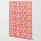 Retro vintage pink daisies pattern  Wallpaper Gallery Image 2
