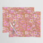 Retro vintage pink daisies pattern  Placemat Gallery Image 1