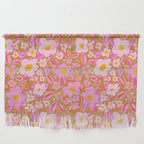 Retro vintage pink daisies pattern  Wall Hanging Gallery Image 1