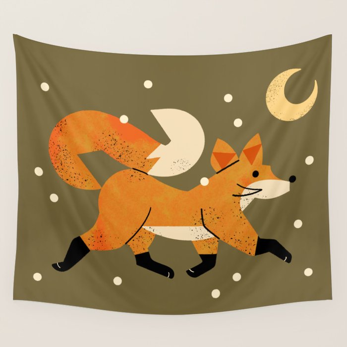 Wandering Winter Fox Wall Tapestry Gallery Image 4
