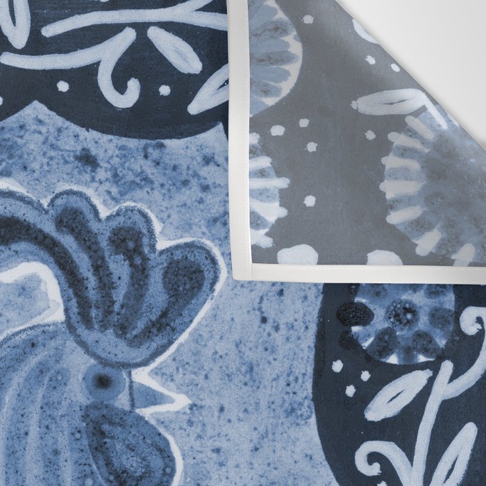 Rooster Painting in Navy Blue - Folk Art Style Wall Tapestry Gallery Image 3