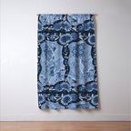 Rooster Painting in Navy Blue - Folk Art Style Window Curtain Gallery Image 3