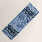 Rooster Painting in Navy Blue - Folk Art Style Yoga Mat Gallery Image 1