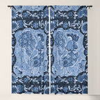 Rooster Painting in Navy Blue - Folk Art Style Window Curtain Gallery Image 5