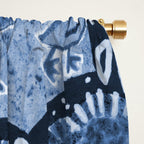 Rooster Painting in Navy Blue - Folk Art Style Window Curtain Gallery Image 2