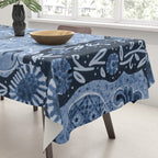 Rooster Painting in Navy Blue - Folk Art Style Tablecloth Gallery Image 3