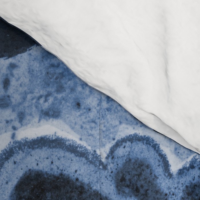 Rooster Painting in Navy Blue - Folk Art Style Comforter Gallery Image 4