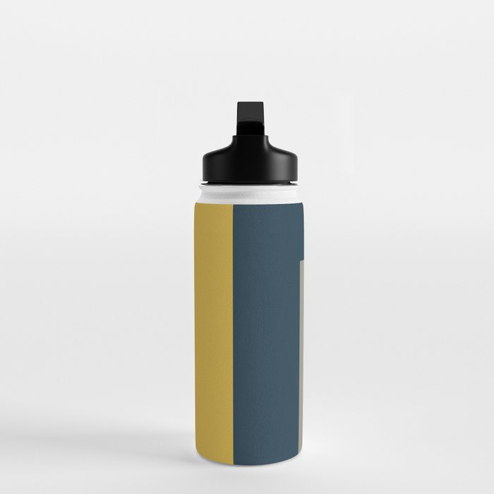 Half Frame Minimalist Pattern in Deep Mustard Yellow, Navy Blue, Gray, and White Water Bottle Gallery Image 3