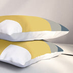 Half Frame Minimalist Pattern in Deep Mustard Yellow, Navy Blue, Gray, and White Pillow Sham Gallery Image 3