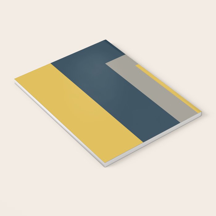 Half Frame Minimalist Pattern in Deep Mustard Yellow, Navy Blue, Gray, and White Notebook Gallery Image 3