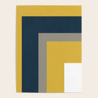 Half Frame Minimalist Pattern in Deep Mustard Yellow, Navy Blue, Gray, and White Poster Gallery Image 4
