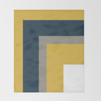 Half Frame Minimalist Pattern in Deep Mustard Yellow, Navy Blue, Gray, and White Throw Blanket Gallery Image 2