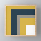 Half Frame Minimalist Pattern in Deep Mustard Yellow, Navy Blue, Gray, and White Mini Art Print Gallery Image 1