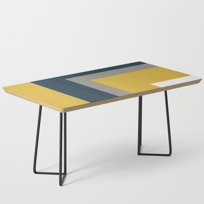 Half Frame Minimalist Pattern in Deep Mustard Yellow, Navy Blue, Gray, and White Coffee Table Gallery Image 1