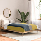 Half Frame Minimalist Pattern in Deep Mustard Yellow, Navy Blue, Gray, and White Comforter Gallery Image 2