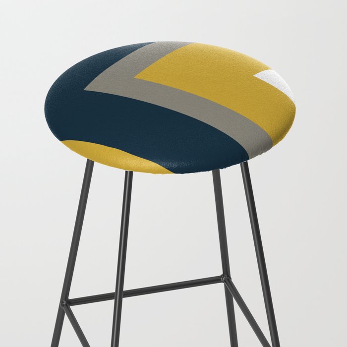 Half Frame Minimalist Pattern in Deep Mustard Yellow, Navy Blue, Gray, and White Stool Gallery Image 2