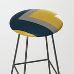 Half Frame Minimalist Pattern in Deep Mustard Yellow, Navy Blue, Gray, and White Stool Gallery Image 2