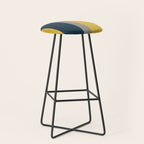 Half Frame Minimalist Pattern in Deep Mustard Yellow, Navy Blue, Gray, and White Stool Gallery Image 1