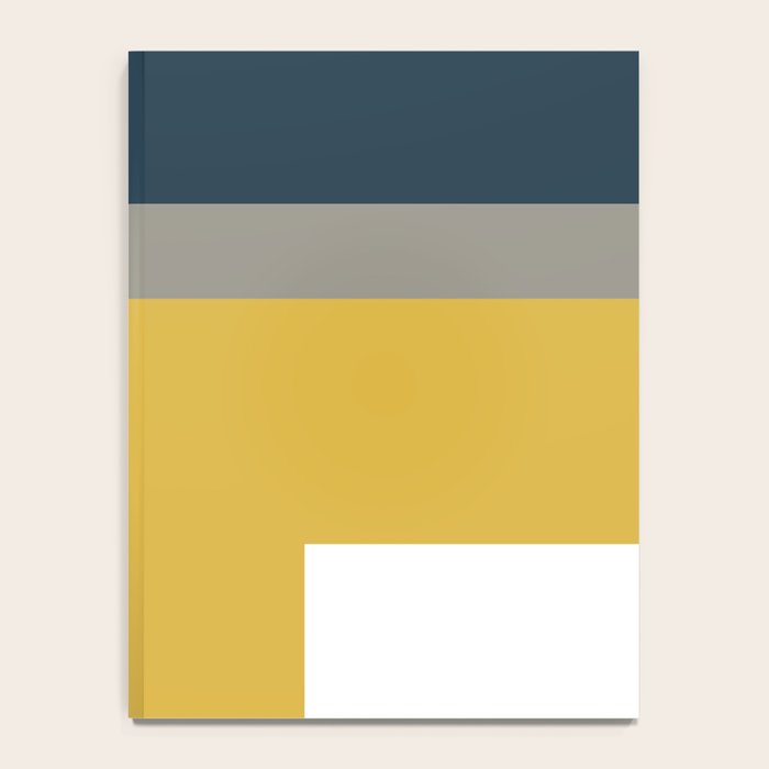 Half Frame Minimalist Pattern in Deep Mustard Yellow, Navy Blue, Gray, and White Notebook Gallery Image 4