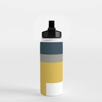 Half Frame Minimalist Pattern in Deep Mustard Yellow, Navy Blue, Gray, and White Water Bottle Gallery Image 2