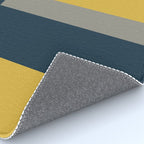 Half Frame Minimalist Pattern in Deep Mustard Yellow, Navy Blue, Gray, and White Rug Gallery Image 4