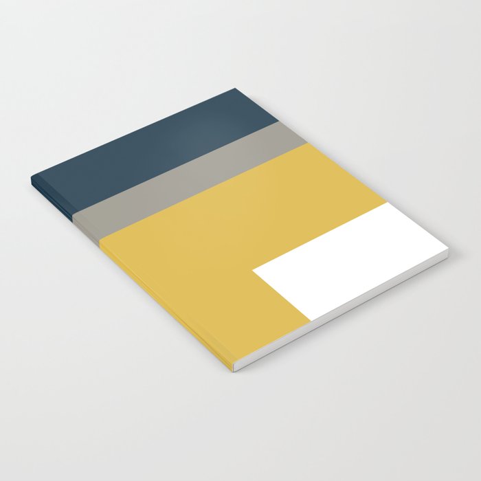 Half Frame Minimalist Pattern in Deep Mustard Yellow, Navy Blue, Gray, and White Notebook Gallery Image 2