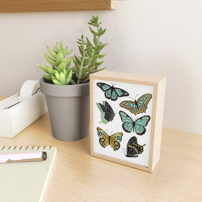 Texas Butterflies - Mint and Gold Mini Art Print Gallery Image 2