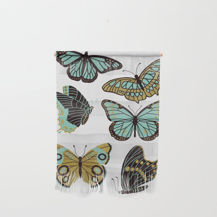 Texas Butterflies - Mint and Gold Wall Hanging Gallery Image 1