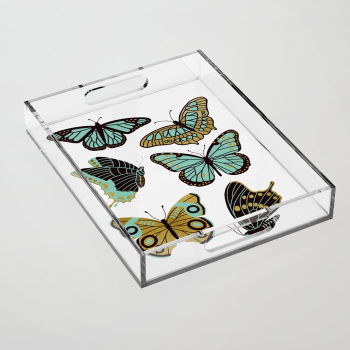 Texas Butterflies - Mint and Gold Acrylic Tray Gallery Image 1
