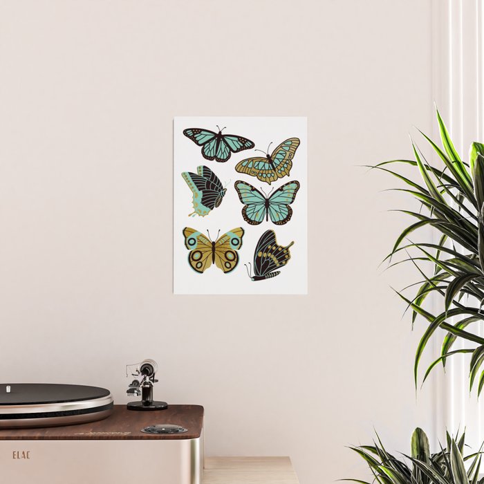 Texas Butterflies - Mint and Gold Poster Gallery Image 2